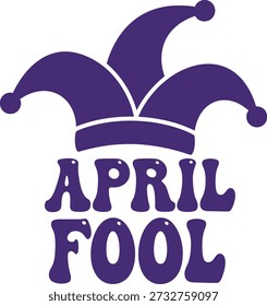 April Fool jester typography design vector illustration for prank humor funny comedy and holiday joke on transparent background.