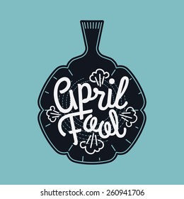 April fool vector concept design with lettering and whoopee cushion practical joke item 