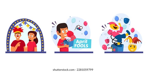 April Fools Bundle Flat Illustration