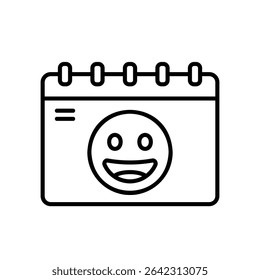 Ícone de calendário de April Fool com emoticon rindo