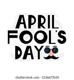 April fool's day. April 01. Funny glasses for april fool's day on white background. Poster or banner. Flat design vector illustration.