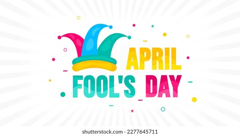 April fools day background, or banner design template with funny prank illustration vector for April fools day event 1 April celebration. April fools day colorful typography design.