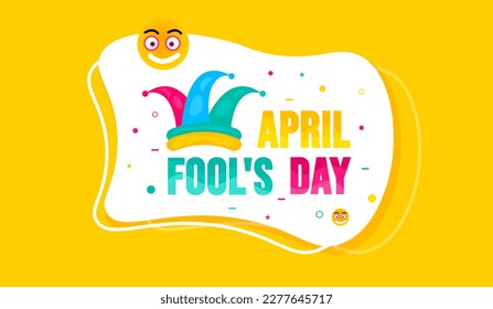 April fools day background, or banner design template with funny prank illustration vector for April fools day event 1 April celebration. April fools day colorful typography design.