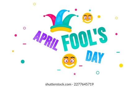 April fools day background, or banner design template with funny prank illustration vector for April fools day event 1 April celebration. April fools day colorful typography design.