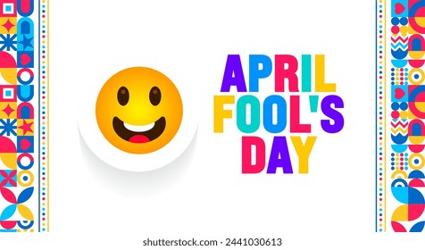 April is April Fool's Day background template. Holiday concept. use to background, banner, placard, card, and poster design template with text inscription and standard color. vector illustration.
