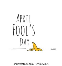 April Fools Day. Banana Peel. Vector