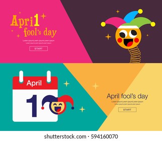 April fool's day, banner design, Colorful, flat design, vector illustration.