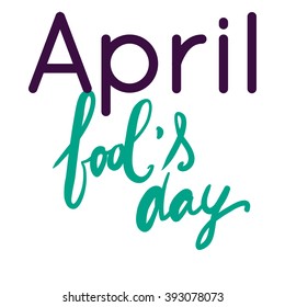 April fools day banner.  Hand drawn tee graphic. 