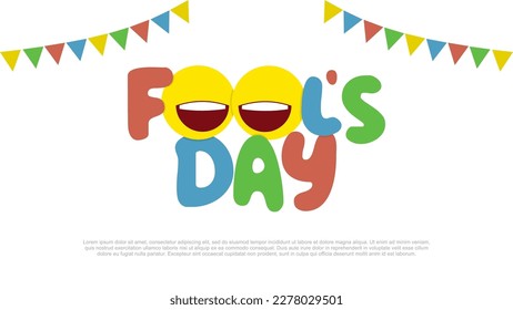 April fools day banner poster celebrated on april 1st, isolated on white background