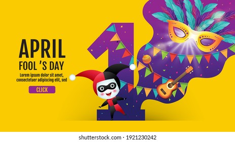 April fools day, banner template, Colourful, vector illustration.