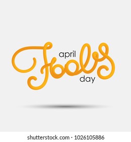 April Fool's Day blended interlaced creative hand drawn lettering. Trendy vector liquid 3d calligraphy over white background for your poster, banner, postcard, invitation or greeting card design