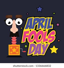 april fools day card with comic face accessories