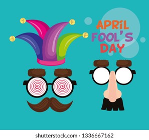 april fools day card with comic face accessories