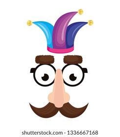 april fools day card with comic face accessories