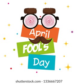 april fools day card with comic face accessories