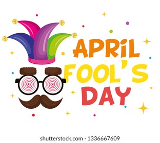 april fools day card with comic face accessories