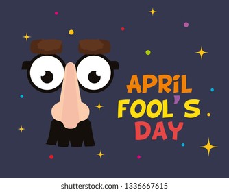 april fools day card with comic face accessories