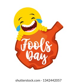 April fools day card emoji laughing and joke fart