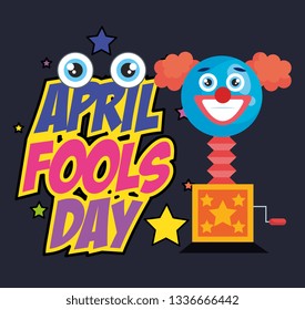 april fools day card with happy face in surprise box