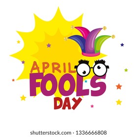 april fools day card with happy face and joker hat