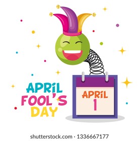 april fools day card with happy face and joker hat