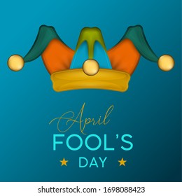 April fools day card with a jester hat - Vector
