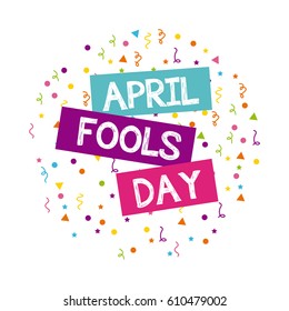 april fools day card over white background. colorful design. vector illustration