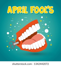 April fools day card teeth box cartoons vector image digital design