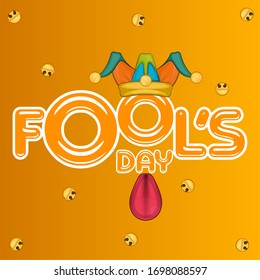 April fools day card with a tongue in a text - Vector