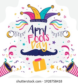 April fools day card with white background. vector illustration