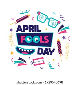 April fools day card with white background. vector illustration