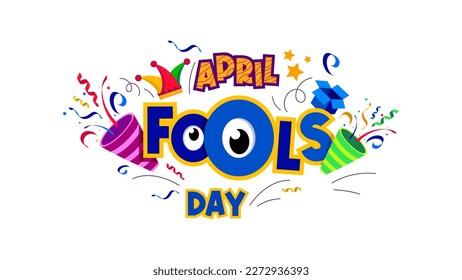 April Fools day celebration. April fun is full of jokes. Celebrate April Fools Day with trumpets and clown hats. celebrate april