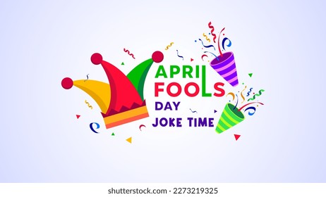 April Fools day celebration. April fun is full of jokes. Celebrate April Fools Day with trumpets and clown hats. celebrate april