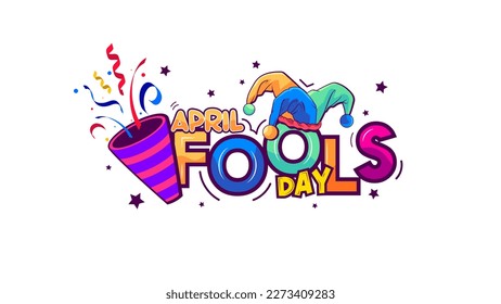 April Fools day celebration. April fun is full of jokes. Celebrate April Fools Day with trumpets and clown hats. celebrate april