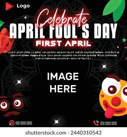 April fool's day celebration social media post and web banner design template | April fool's holiday of joke with joker background | Flyer concept for april fool's day with social media banner design	