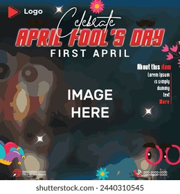 April fool's day celebration social media post and web banner design template | April fool's holiday of joke with joker background | Flyer concept for april fool's day with social media banner design	