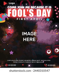 April fool's day celebration social media post and web banner design template | April fool's holiday of joke with joker background | Flyer concept for april fool's day with social media banner design	