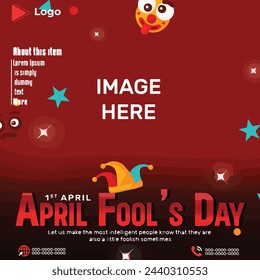 April fool's day celebration social media post and web banner design template | April fool's holiday of joke with joker background | Flyer concept for april fool's day with social media banner design	