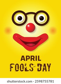 April Fools Day with close-up clown face design,