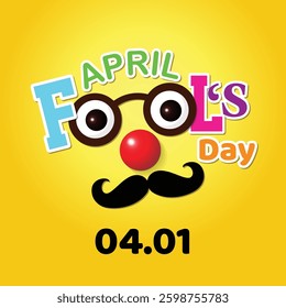 April Fools Day with close-up clown face design,