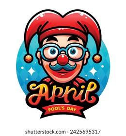 April fool's day, Clown Character, Colorful vector illustration, flat design banner