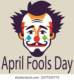 April Fool's Day Clown and Text Vector
