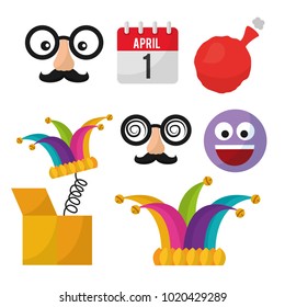 april fools day collection decoration icons