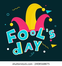 April Fool's Day with colorful hat.Vector illustration.