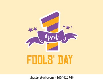 April Fools' Day with colorful number one vector. April Fools Day on April 1 vector. Colorful number one for April Fools' Day vector. Funny holiday poster. Important day