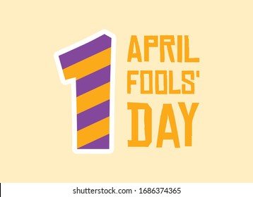 April Fools' Day with colorful number one vector. April Fools Day on April 1 vector. Colorful number one for April Fools' Day vector. Funny holiday poster. Important day