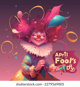 April fool's day is coming, a smile 
 clown enjoy the celebration, and she close the eyes wishes everyone's colorful dream will become ture  