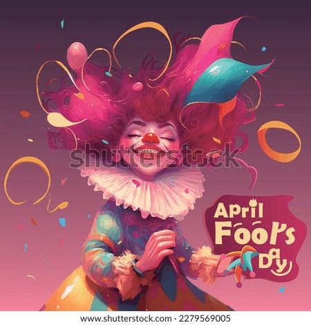 April fool's day is coming, a smile 
 clown enjoy the celebration, and she close the eyes wishes everyone's colorful dream will become ture  