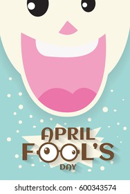 april fool's day concept design with Laughing mouth joke.vector