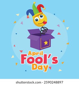 April fool's day concept Jack in the toy box. vector flat design